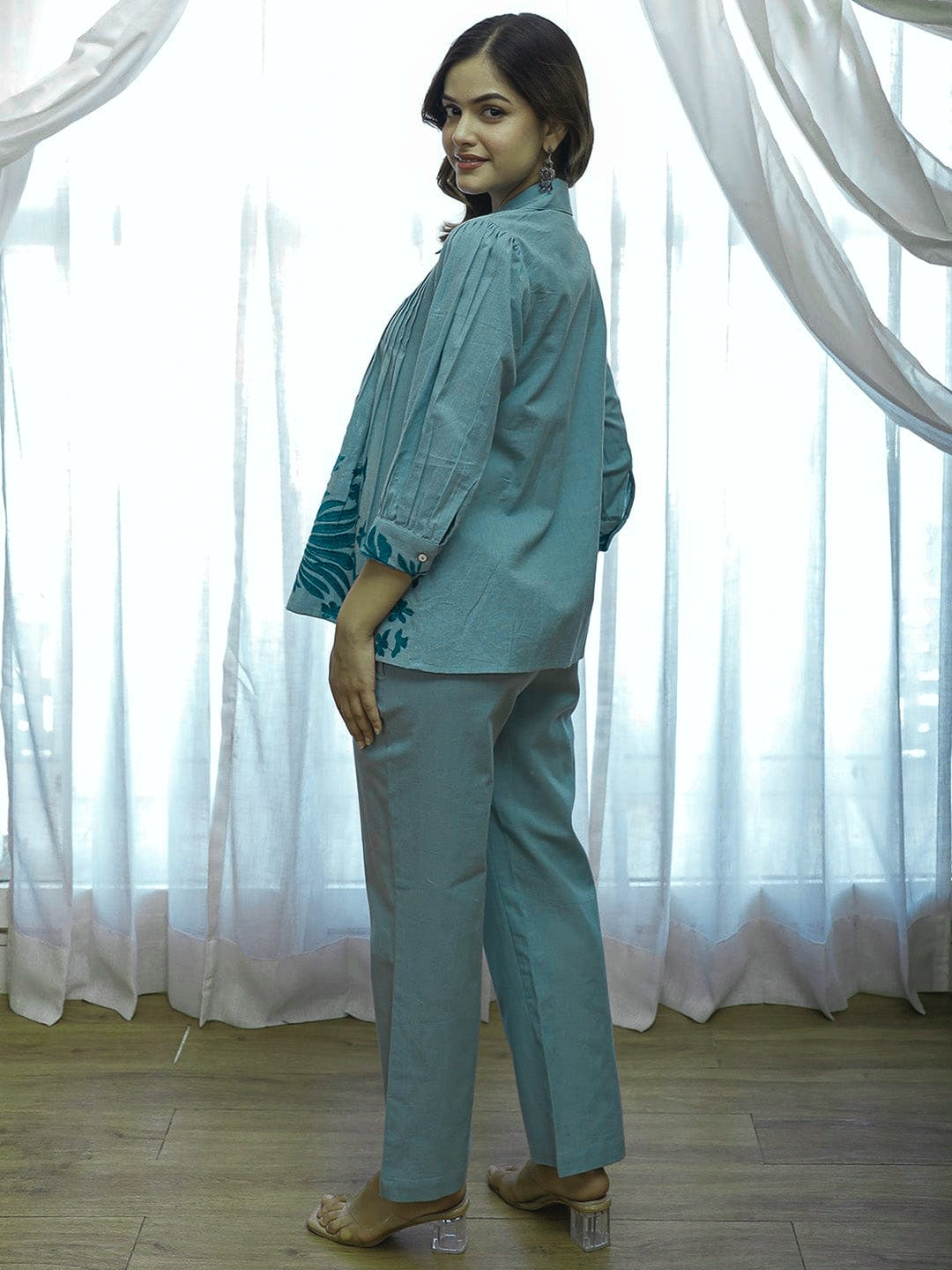 Azure Bloom Cotton Co-ord Set