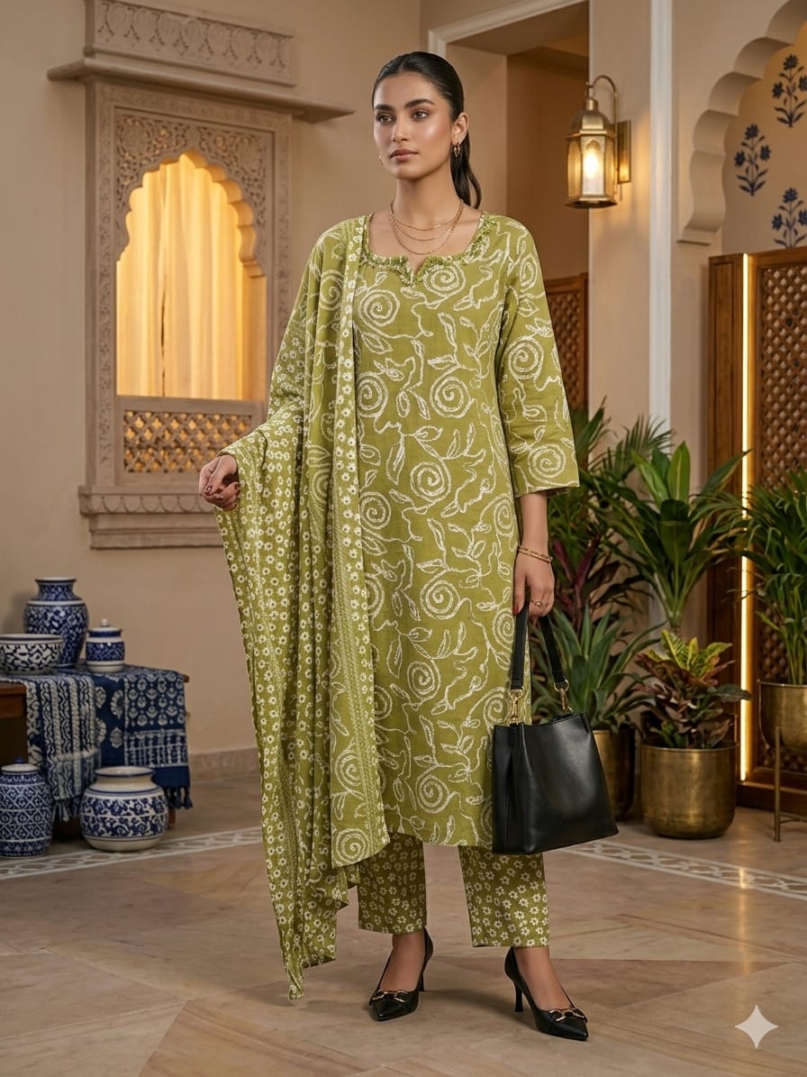 rose imprint  cotton suit