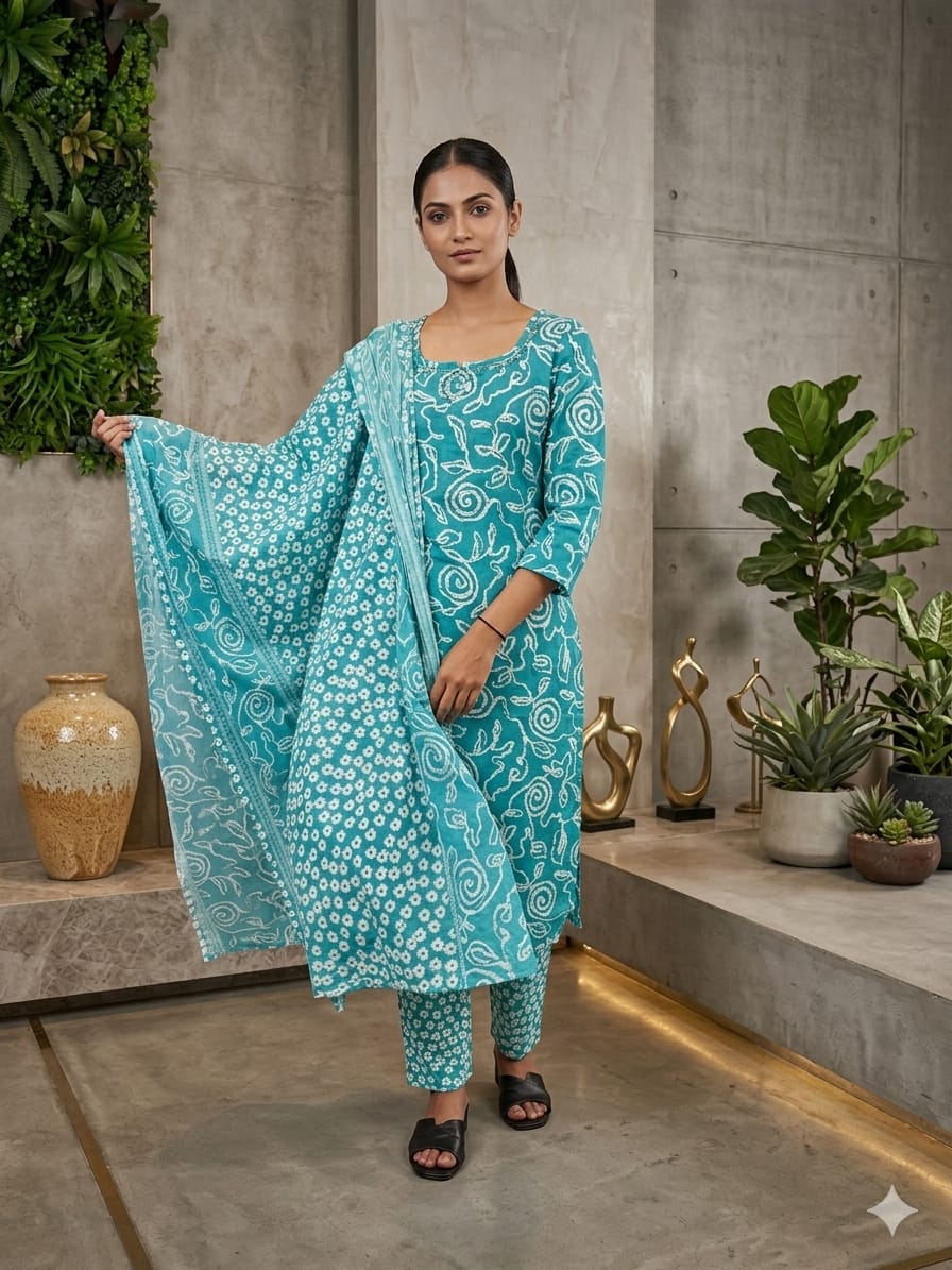 rose imprint  cotton suit