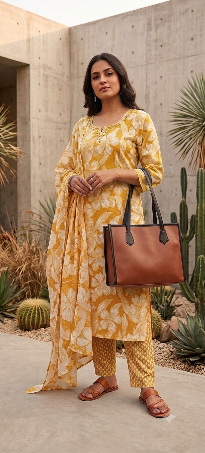 Peach Petals Cotton Suit