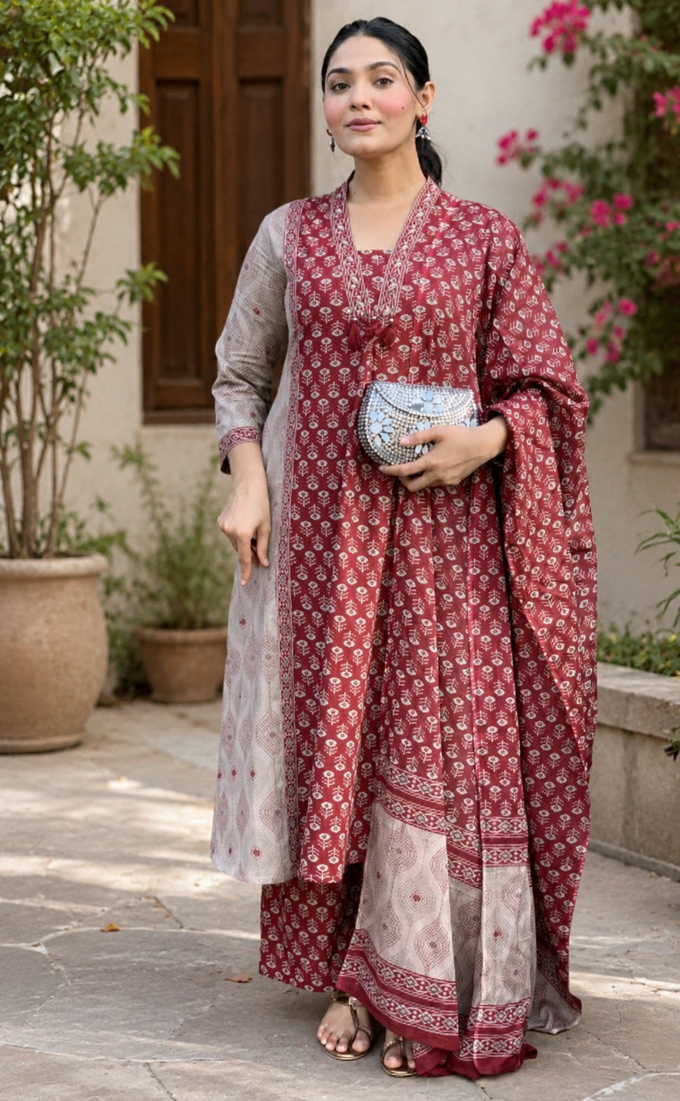 Maroon Heritage Cotton Suit Set