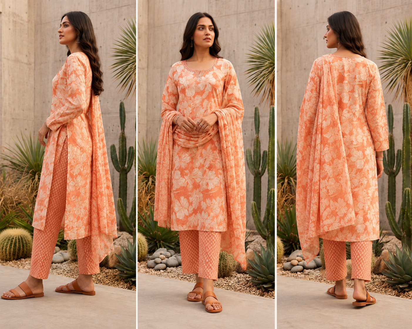 Peach Petals Cotton Suit