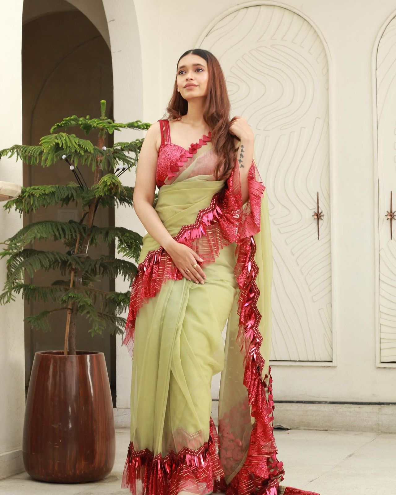 Organza Petal Hand Work Saree🌸