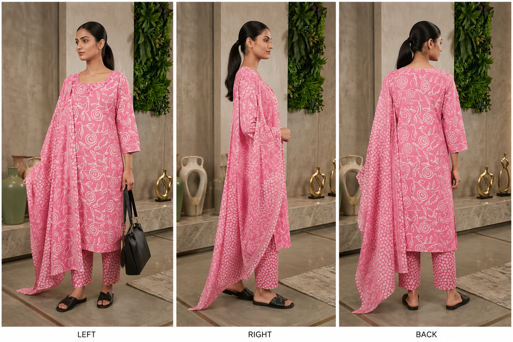 rose imprint  cotton suit