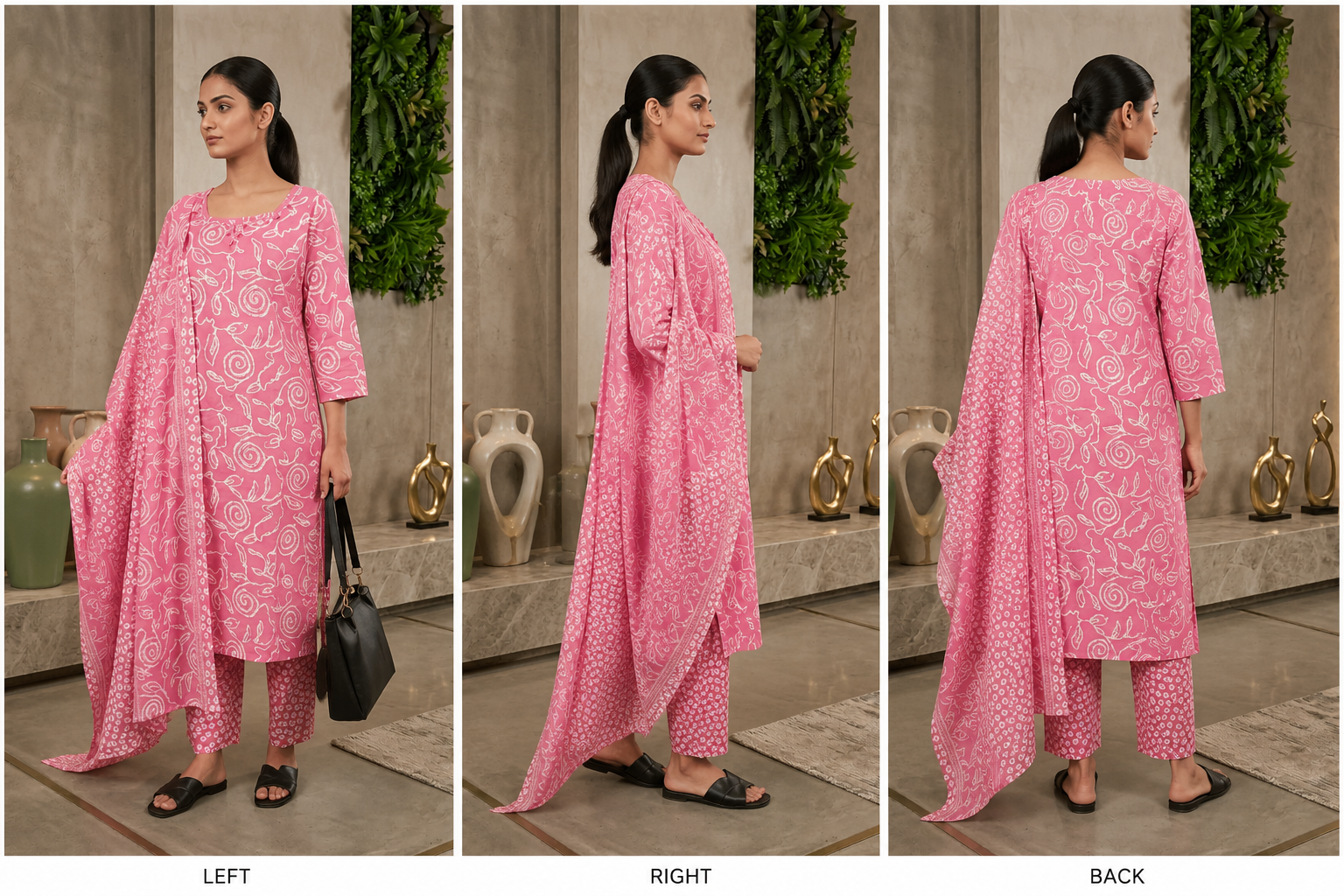 rose imprint  cotton suit