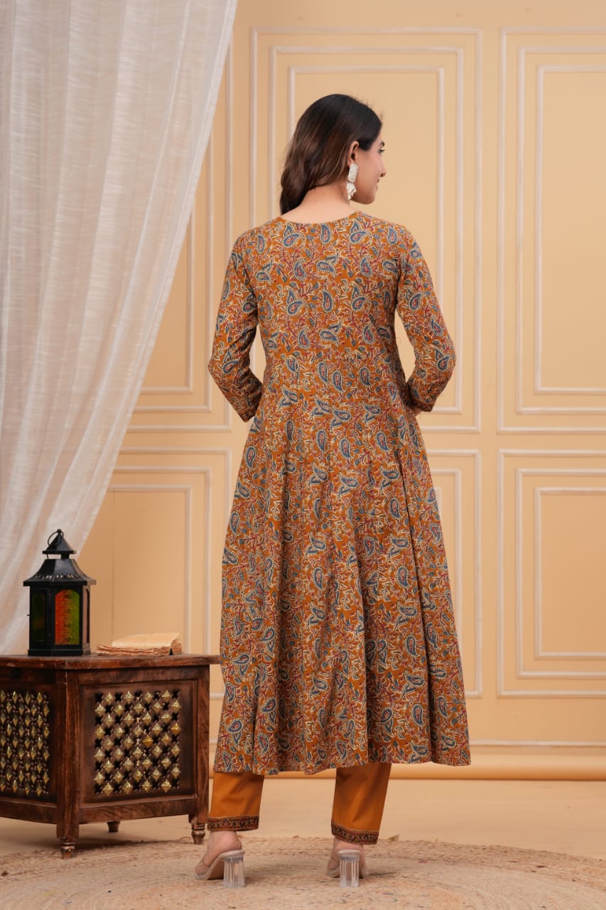 Bagru Anarkali Suit Set