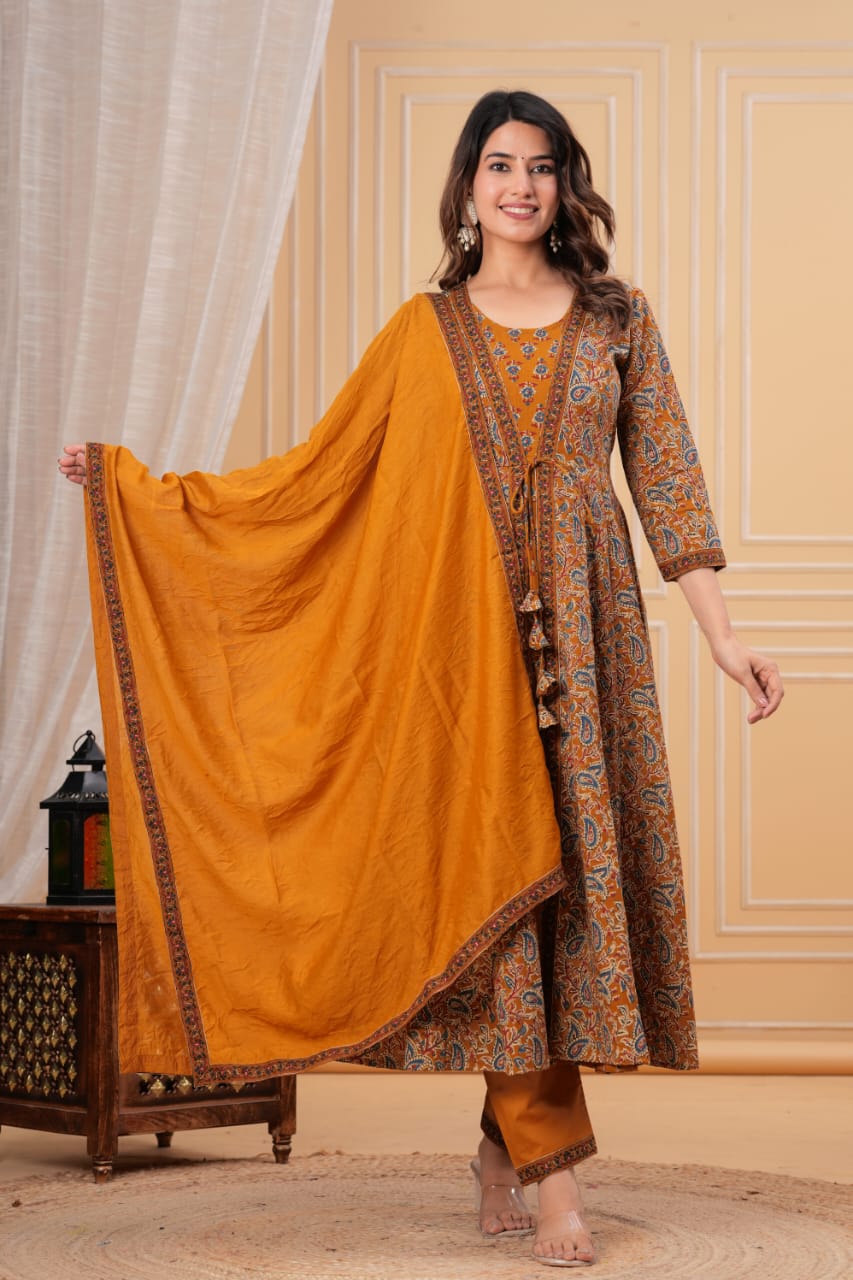 Bagru Anarkali Suit Set