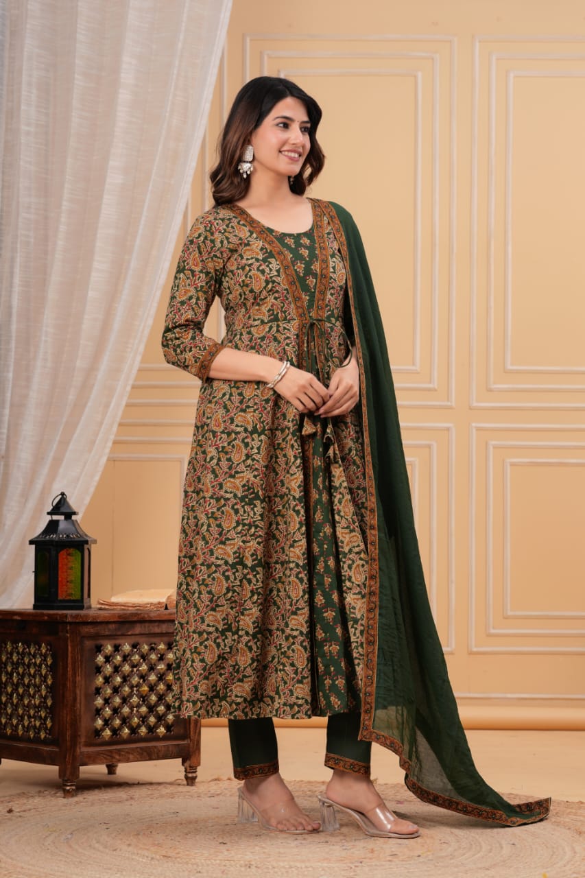 Bagru Anarkali Suit Set