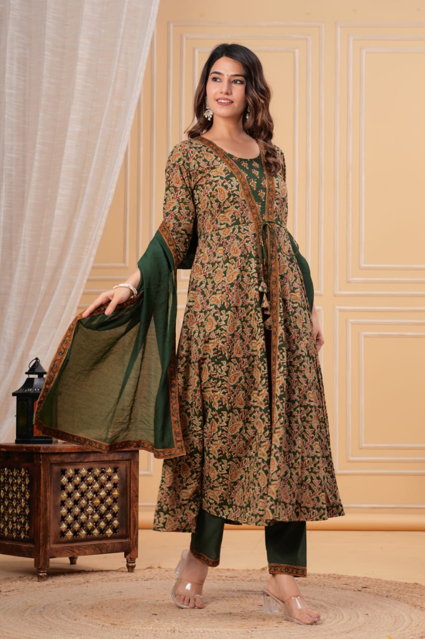 Bagru Anarkali Suit Set