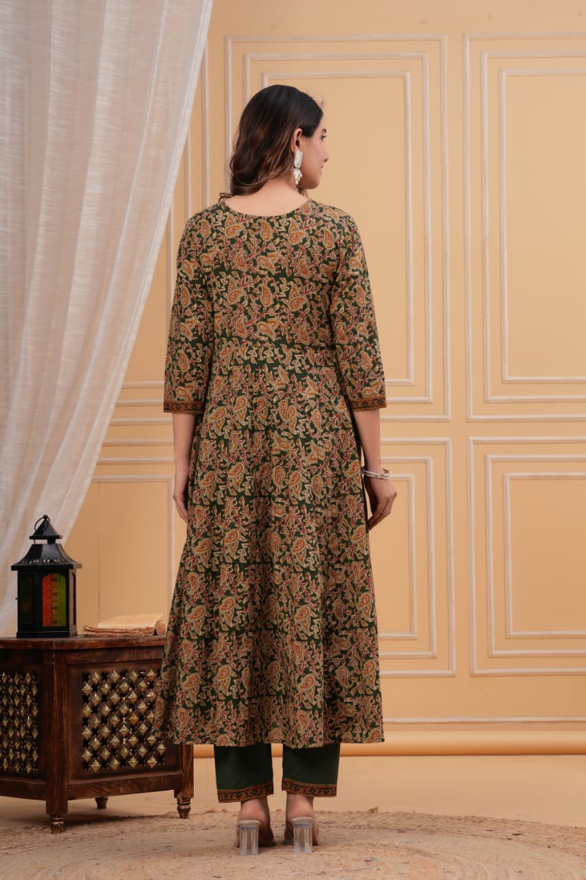 Bagru Anarkali Suit Set