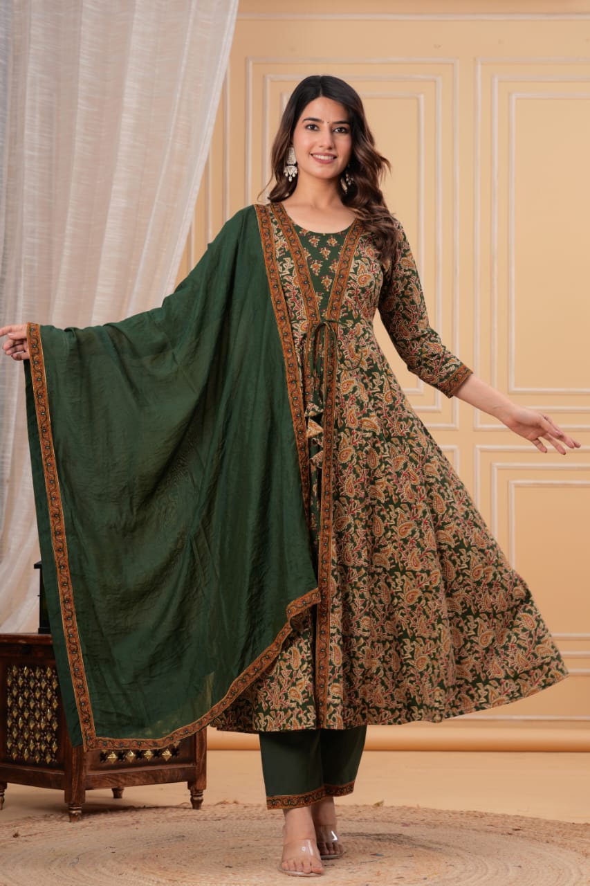 Bagru Anarkali Suit Set