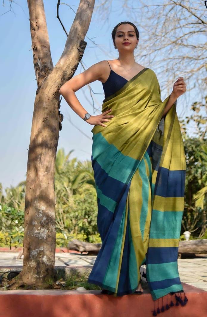 Midnight Ruby Geometric Saree